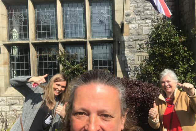 Green Close director Sue Flowers, Town manager Janet Nuttall and Phoenix Rising artist Danielle Chapel-Aspinwall met to visit Lunesdale Hall, where face-to-face workshops will take place after May 17 according to government regulations.