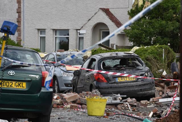 The aftermath of the explosion in Mallowdale Avenue.