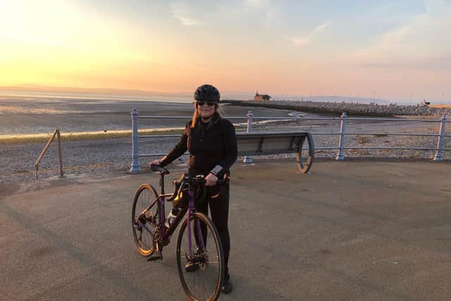 Aldene Fort gets in some cycling training in Morecambe