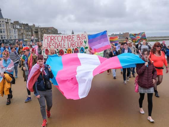 The colourful parade at the first Morecambe Pride in 2019.