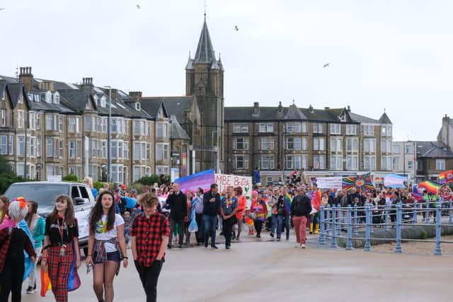 The parade at the first Morecambe Pride in 2019.
