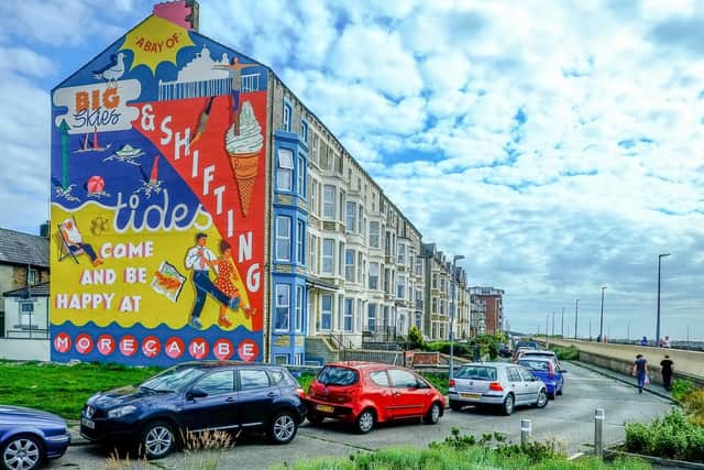 A new mural has been unveiled on Sandylands promenade which pays homage to the heritage of The Wakes Weeks,  a holiday period in which factory towns would pack up and rush to Morecambe en masse, leaving industrial towns behind.  Photo: Johnny Bean of BeanPhoto.
