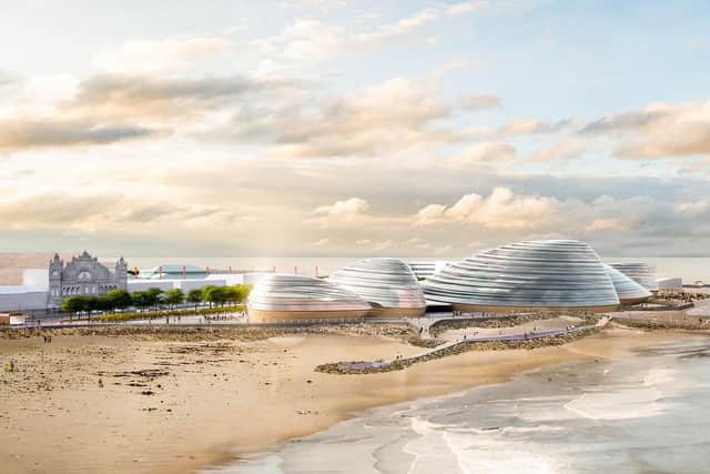An artist's impression on the Eden site in Morecambe, showing the Winter Gardens on the far left.