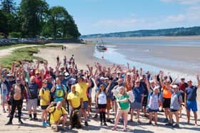 The walkers at Arnside before setting off on Morecambe Bay's first ever naked cross bay walk.