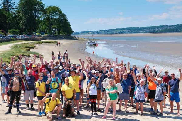 The walkers at Arnside before setting off on Morecambe Bay's first ever naked cross bay walk.