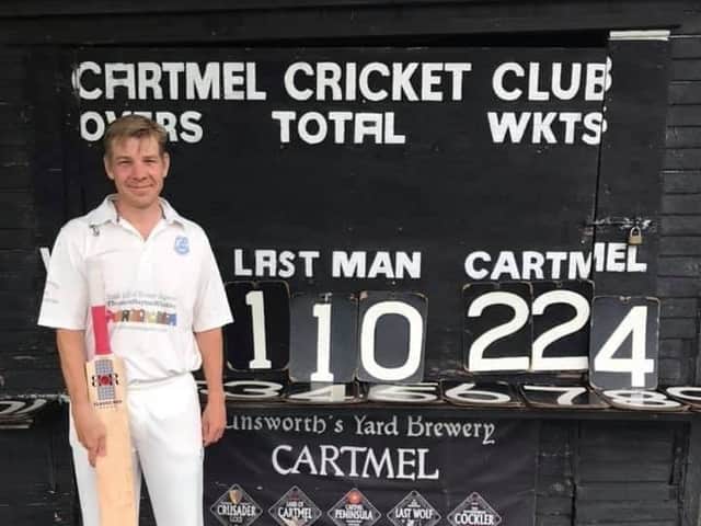 Bob Davies pictured after his hundred