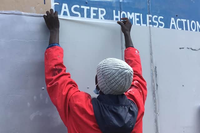 One of the Prince's Trust volunteers at work at the homeless centre.