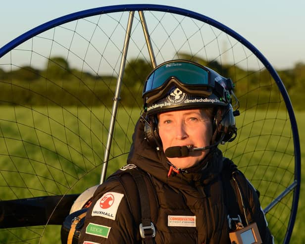 Sacha Dench, also known as the Human Swan, will be visiting the Eden Project North site in Morecambe as part of the Round Britain Climate Challenge, her daring paramotor flight to circumnavigate Great Britain.