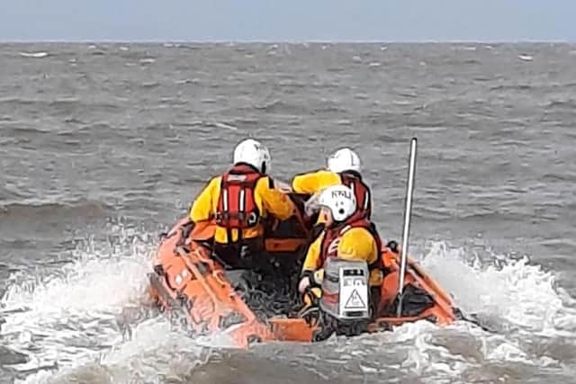 Morecambe RNLI lifeboat was called out to assist in the rescue of a man who had fallen 30 feet from a cliff edge onto a beach and sustained severe injuries.