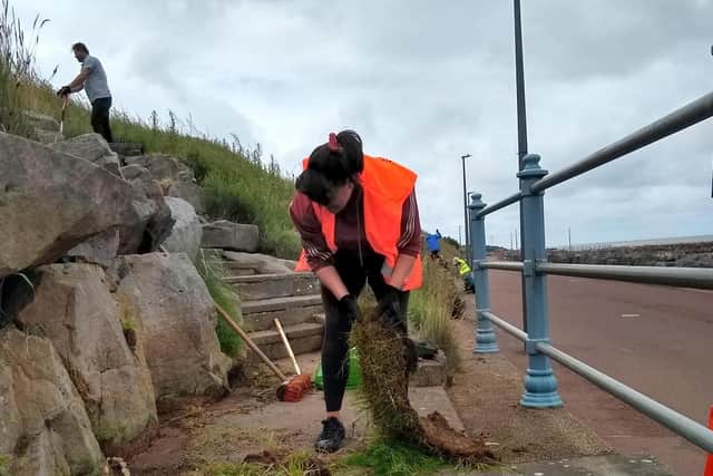 Volunteers from local community groups turned up to do weeding at Sunny Slopes in Heysham, said Lancaster City Council.