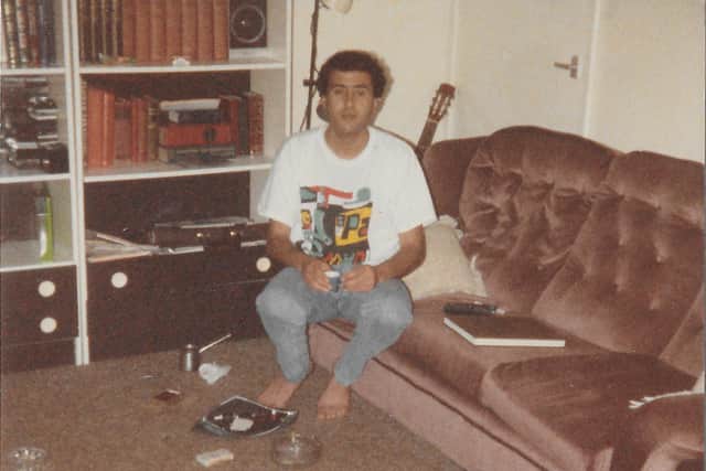 Hasan at his home in Burnley, (1982)