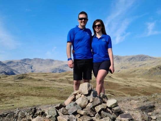 Scott Mcalister and Rose Gare-Simmons at the summit of Silver How on their April guided Wellbeing walk.
