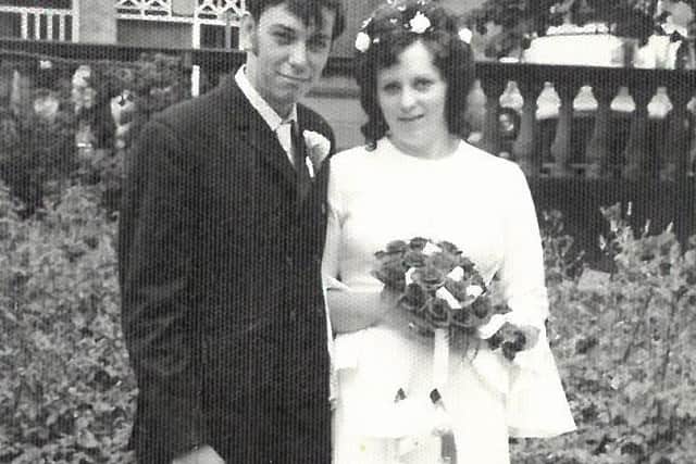 Jackie and David on their wedding day.