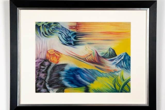 An abstract pastel drawing on paper and framed by Mark Leech is among the artwork up for auction