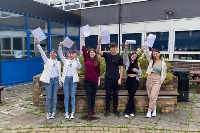 Our Lady's Catholic College pupils celebrate their results.