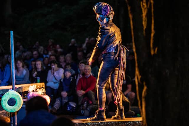 Clare Storey in a scene from The Dukes production of Grimm Tales in Williamson Park, Lancaster. Picture by Grant Archer.