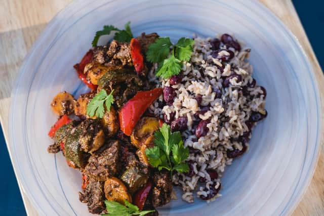 A Caribbean lamb and rice recipe from the book.