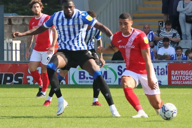 Morecambe striker Courtney Duffus is sidelined with a thigh injury