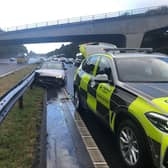 The scene of the crash on the southbound M6 near Lancaster (Forton) Services this morning (Wednesday, September 29)