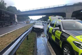 The scene of the crash on the southbound M6 near Lancaster (Forton) Services this morning (Wednesday, September 29)