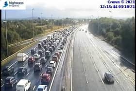 Motorway cameras showed queuing traffic after a crash on the M6 at around noon on Sunday, October 3, 2021 (Picture: Highways England)