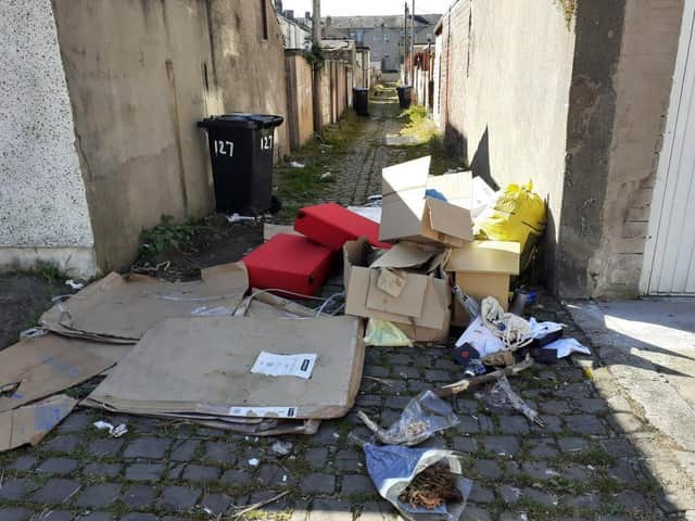 Fly-tipping in a Morecambe alleyway in 2020. Photo by Coun David Whitaker