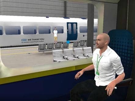 Images from the new virtual reality simulation which could help disabled travellers get improved access to Northern rail services in Lancashire. The new programme is designed to help passengers and the rail company understand what they need before travelling