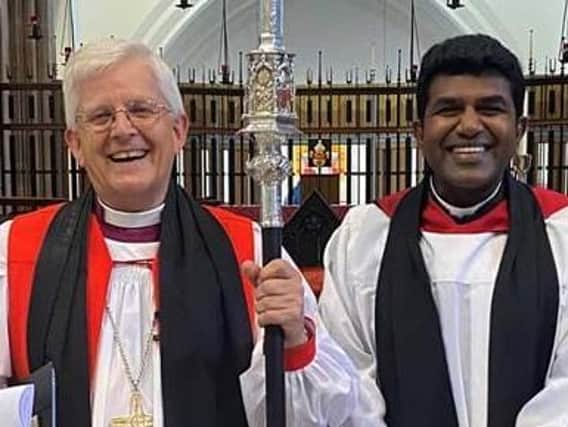 Rev Anderson Jeremiah (right) with the Bishop of Blackburn, Rt Rev Julian Henderson.