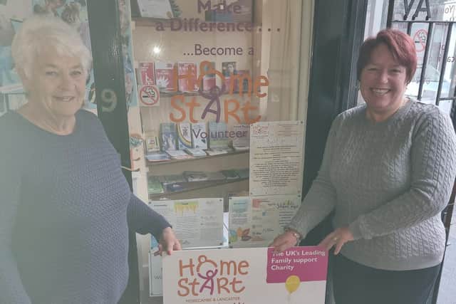 Pat (left) with fellow volunteer Joanne determined to help families in need around Lancaster and Morecambe
