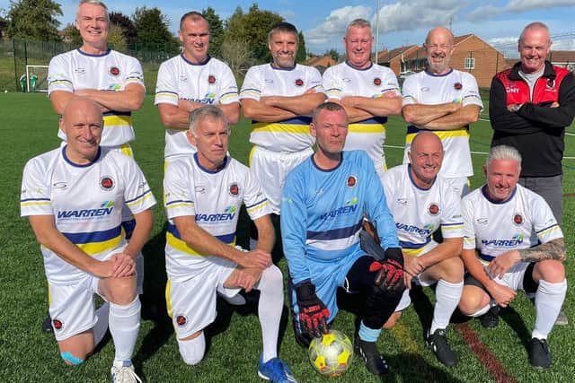 A grand first season for the Garstang Over-50s walking football team.Team manager and goalkeeper Eamonn Watson is pictured front row (centre).