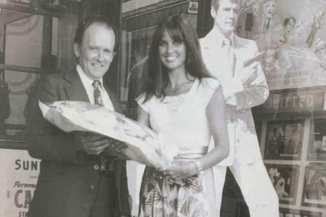 Douglas MacGregor with Caroline Munro, launching The Bond film, The Spy Who Loved Me.
