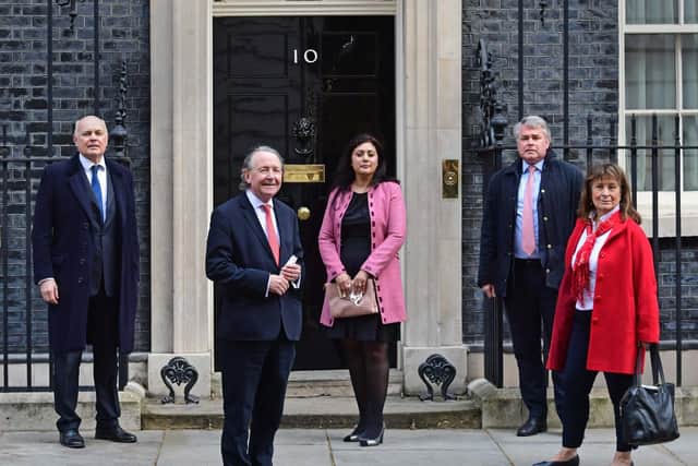 Human rights campaigner and peer Lord David Alton pictured here (second from left) outside Number 10 Downing Street. (Photo: Press Association)