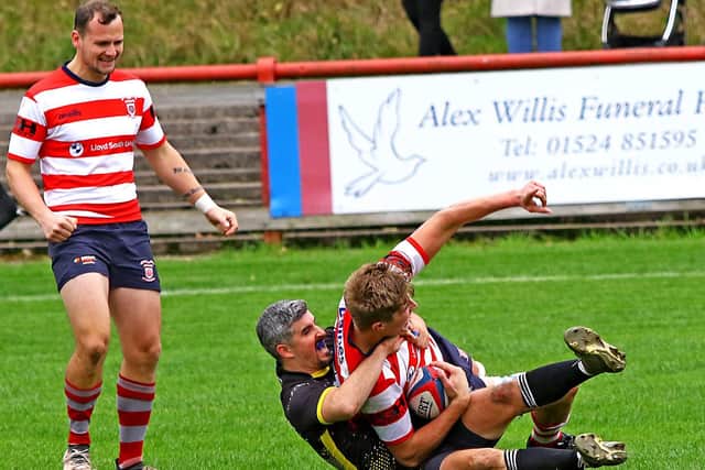 Vale of Lune's Harry Fellows touches down for a try Picture: Tony North