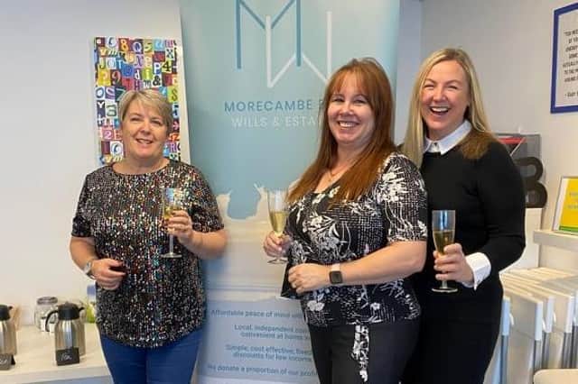 Nicola Combe, Andrea Bentham and Paula Johnson from Morecambe Bay Wills and Estates celebrating their win at The Consult Centre in Morecambe