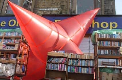 A giant inflatable pops up at a Morecambe bookshop as part of the Now You See It project.
