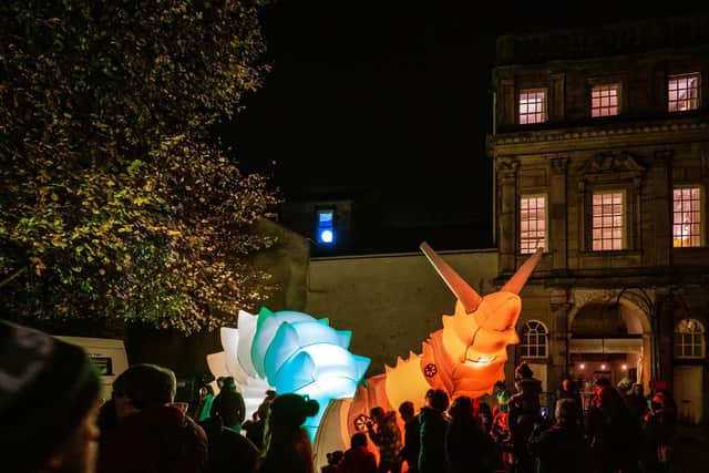 Luma was a hit with visitors to Sun Square during Light Up Lancaster. Photo by Robin Zahler.