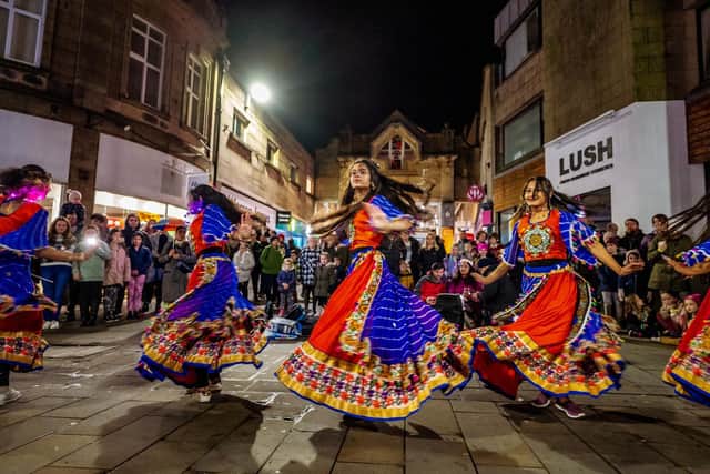 Performers from Preston City Mela at Light Up Lancaster. Photo by Robin Zahler.