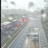 Delays of 25 minutes were reported following a collision on the M6 near Lancaster (Credit: Highways England)
