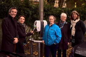 At Charge My Street charge point on Dallas Road (from left to right) Coun. Jack Lenox, Carla Denyer, Nicola Mortimer (Director), Coun. Caroline Jackson and Coun. Gina Dowding