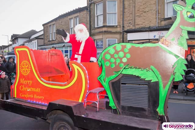 Father Christmas in his sleigh at Christmas on the Crescent in Bare. Picture by Andy Slack, Beyond Radio.