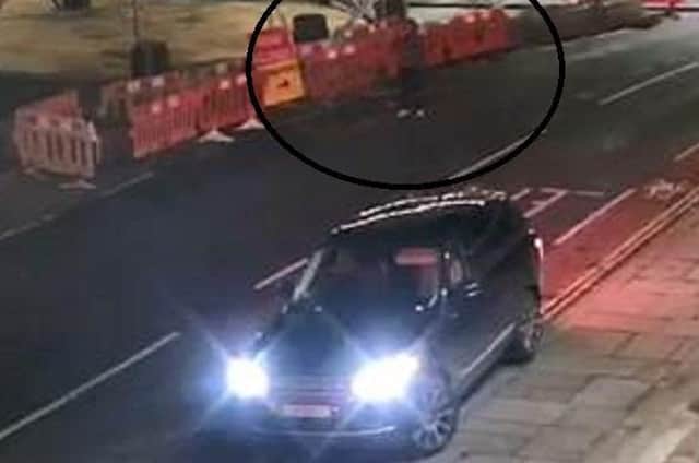 Police wish to speak to the man pictured, and also the driver of the Land Rover.