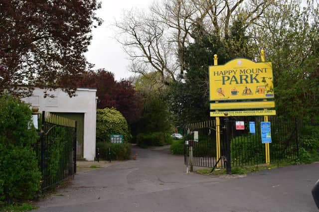 The back gates at Happy Mount Park, Morecambe. Five new CCTV cameras have been installed in the park to tackle crime and anti-social behaviour. Photo by Shannon Pickerill.