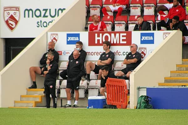 Morecambe's coaching staff saw their side take a point against Fleetwood Town