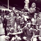 Morecambe celebrate FA Trophy success in 1974