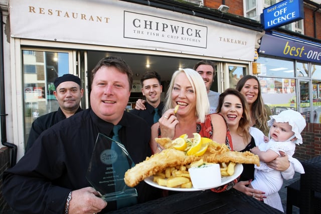 The best place in Worthing to get fish and chips according to Tripadvisor is The Chipwick in Brighton Road, which won Chippy of the Year in 2016.  Adam and Rebecca Rance and the team. Photo by Derek Martin