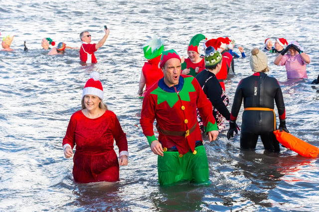 Braving the cold water for the Boxing Day Dip. Picture by Keith Douglas.