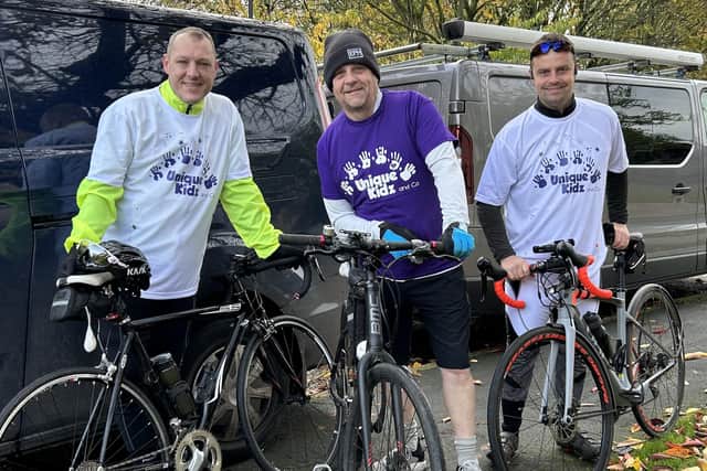 Matt Humpage, David Hodges and Dan Hodges. David took part in a day of the cycle challenge with Matt and Dan.
