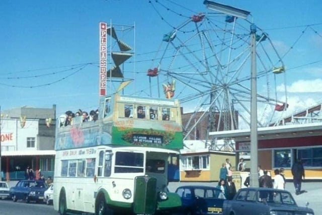 A view of the exterior of Frontierland in Morecambe with an open topped bus in the foreground. Picture courtesy of Mac D McAllister.