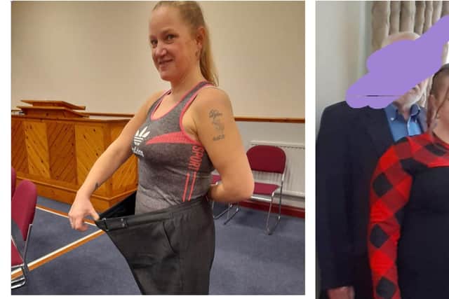 Emma Hossack after losing stones in weight at her local Slimming World group.