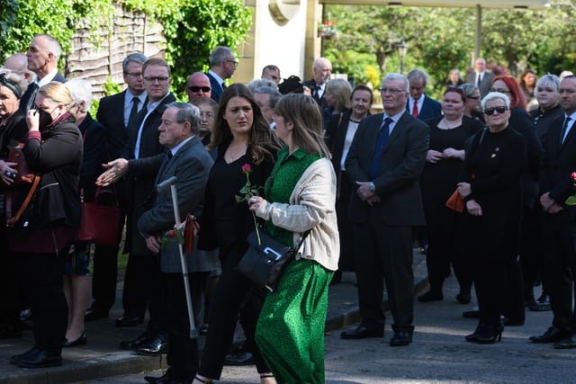 Mourners at the funeral of Councillor Janice Hanson at Lancaster & Morecambe Crematorium. Photo: Kelvin Stuttard